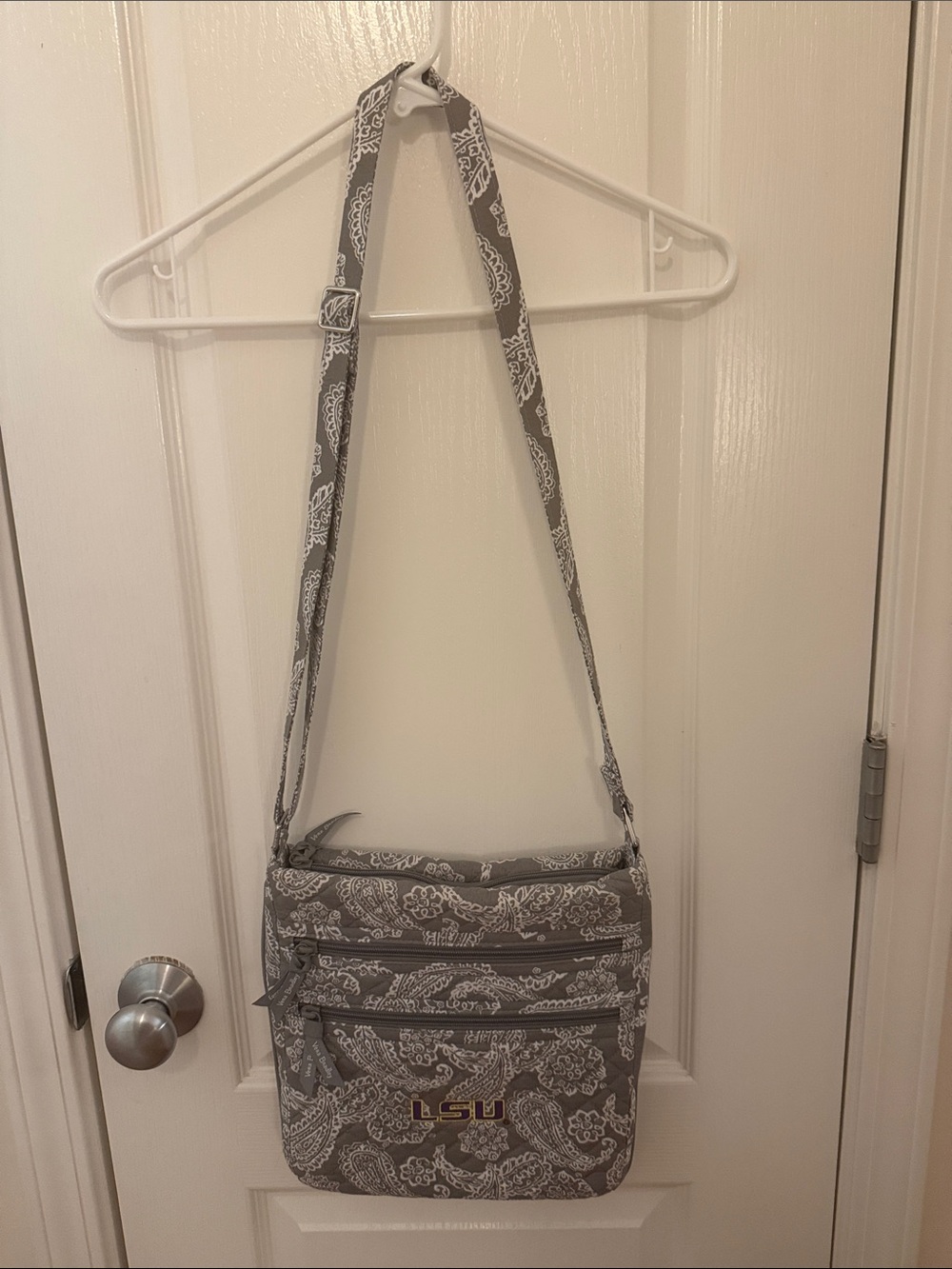 Vera Bradley LSU Gray Paisley Crossbody Bag